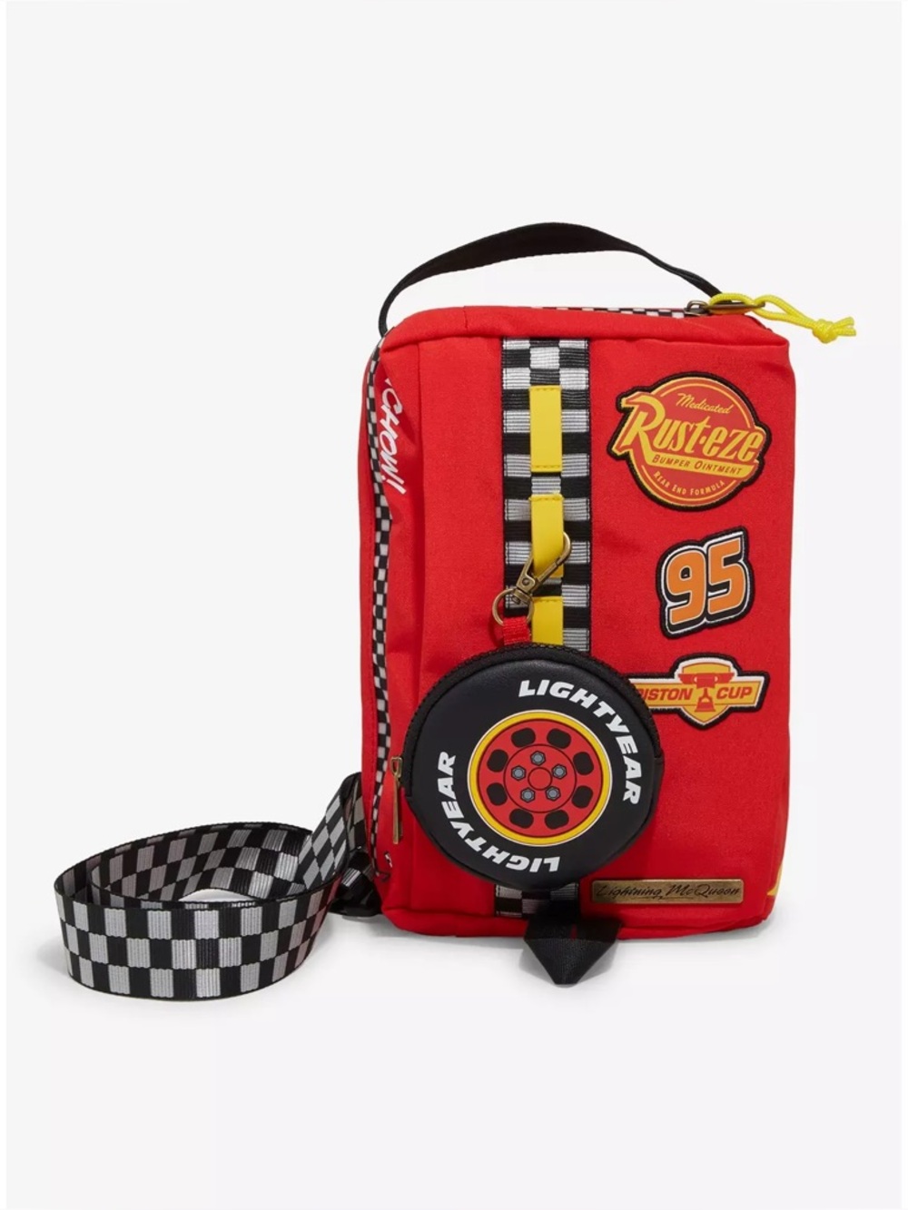 Disney Pixar Cars Lightning McQueen Patches Crossbody Bag with Coin Purse
